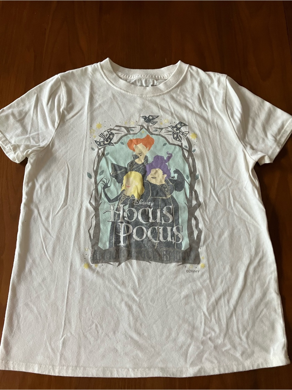 Disney White Hocus Pocus Graphic Tee with Orange, Purple, Yellow Accents